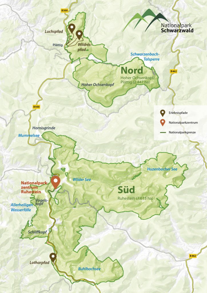 Nationalpark Schwarzwald Magazin, Steckbrief, Karte Gebiete