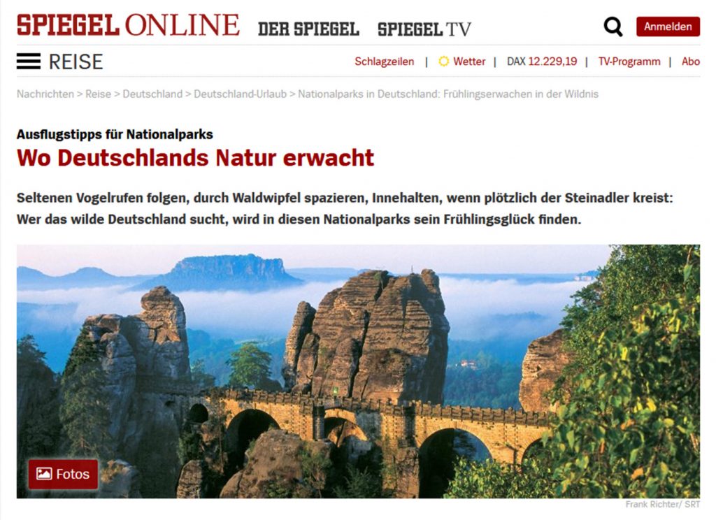 Nationalpark Schwarzwald Magazin, Blick über den Waldrand, Reisetipp Nationalparks bei Spiegel online: Screenshot
